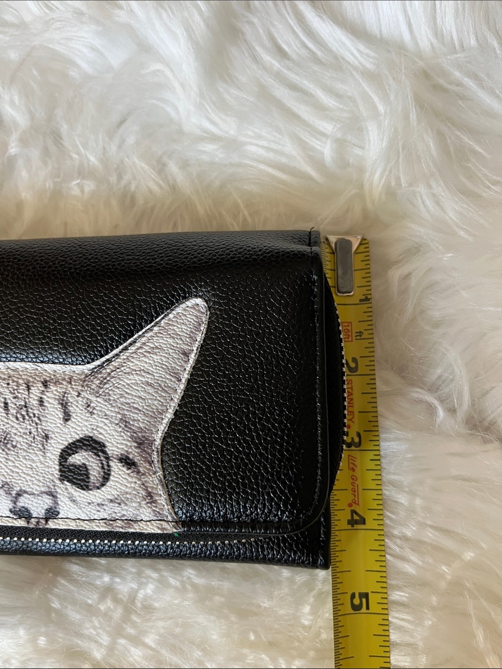 🆕 Peeking Cat Wallet Black White Zip Up Strap Gift Purse Book Modern Art Design - Picture 10 of 11